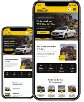 Blue City Cab mobile taxi booking website mockup